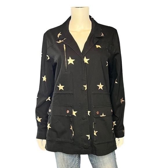 Romeo & Juliet Couture NEW Black Copper Star Utility Streetwear Jacket Size L - Picture 4 of 8
